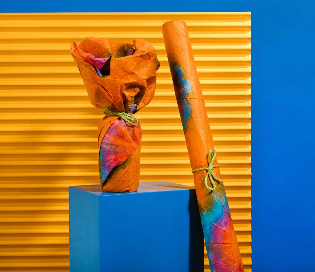 Orange Tie-Dye Lokta Wrap - None